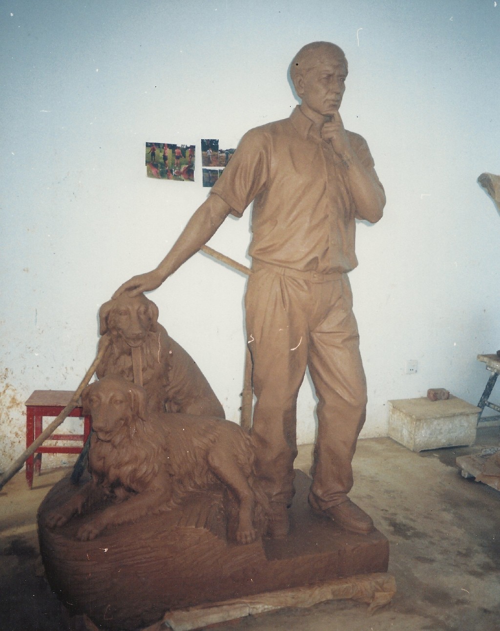 Man With Two Dogs - Lifesize
